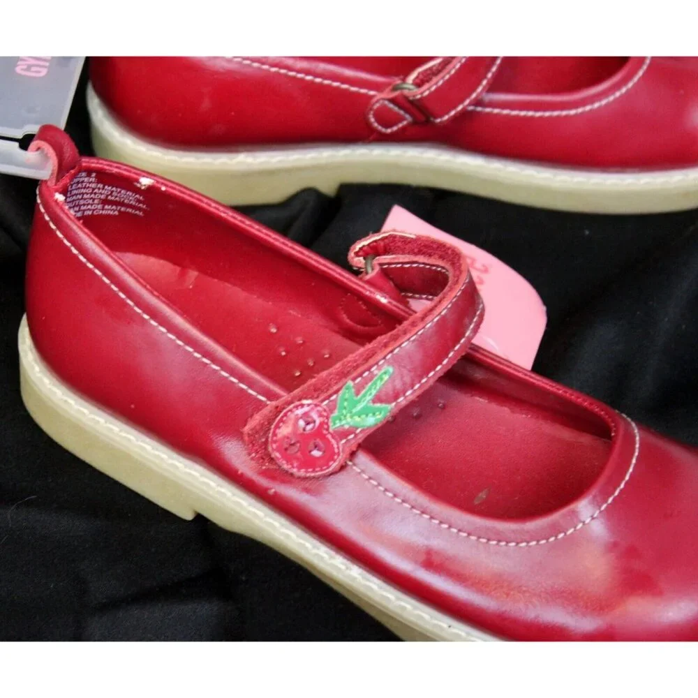 2006 Gymboree Cherry Pie Mary Jane Shoes sz 2 NWT Leather Strap Fruit Summer